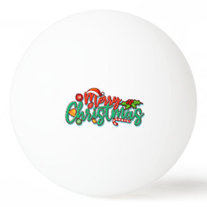 Merry Christmas Decorative Typography Script  Ping Pong Ball