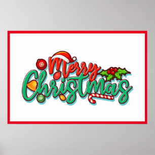 Merry Christmas Decorative Typography Script Poster