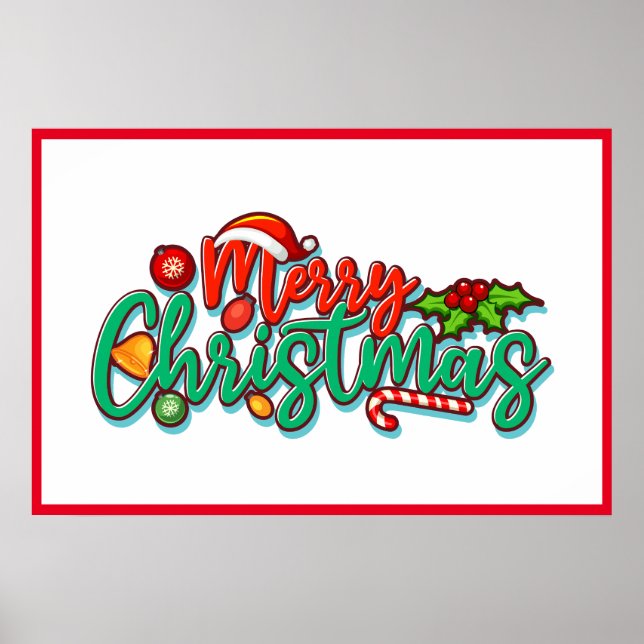 Merry Christmas Decorative Typography Script  Poster (Front)