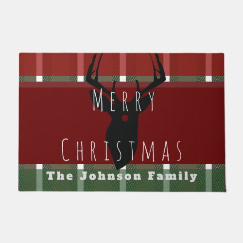 Merry Christmas Deer Buck Buffalo Family Doormat