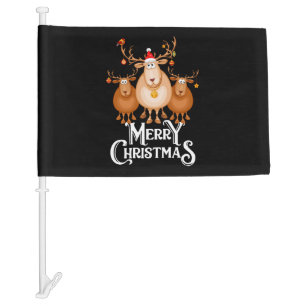Merry Christmas Deer   Car Flag