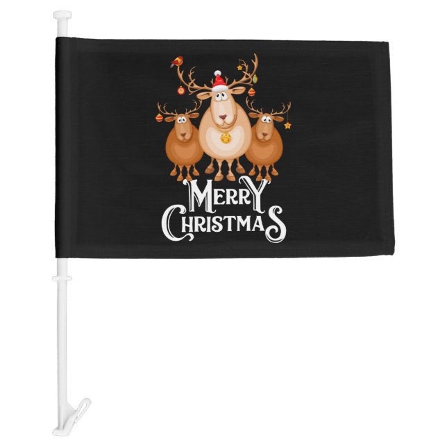 Merry Christmas Deer   Car Flag (Front)