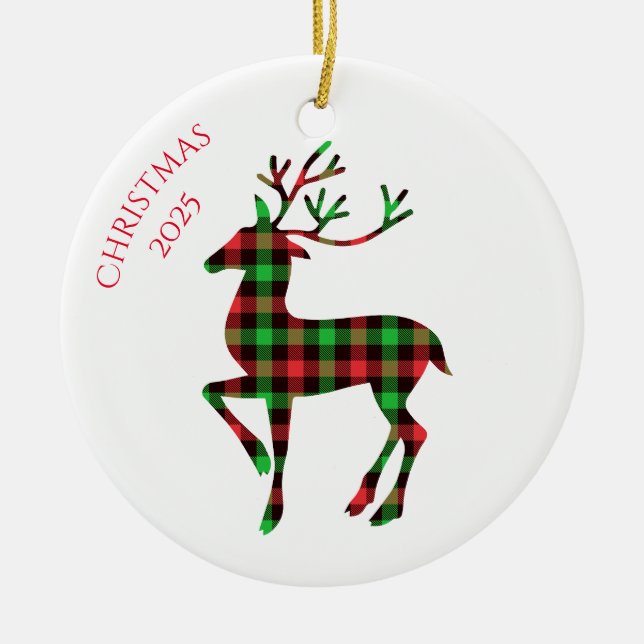 Merry Christmas Deer Ceramic Ornament (Front)