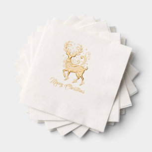 Merry Christmas Deer Foil Napkins