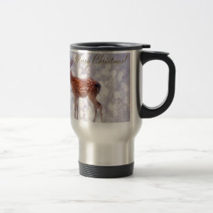 Merry Christmas Deer Friends in Snow Travel Mug