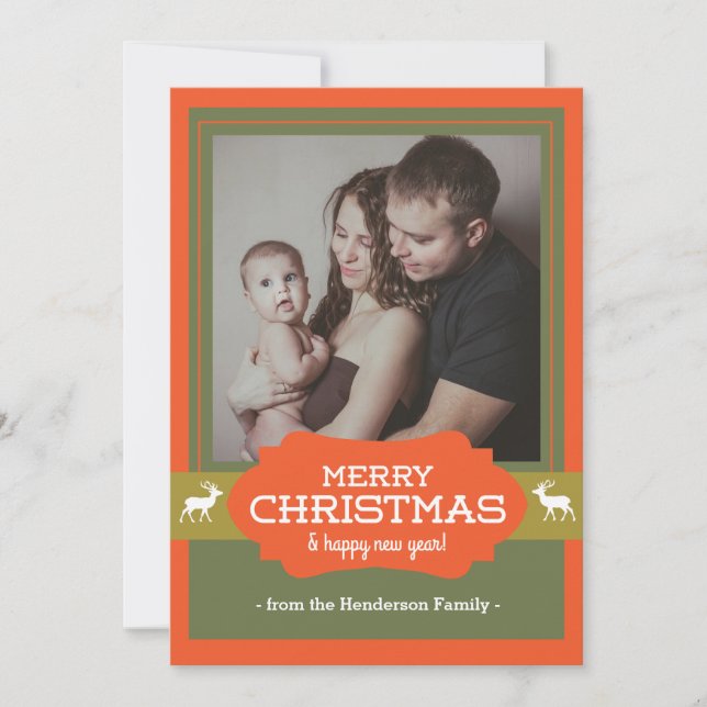 Merry Christmas Deer Hunting Camo Christmas Card (Front)