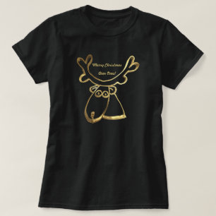 Merry Christmas Deer Ones Cute Faux Gold Reindeer T-Shirt