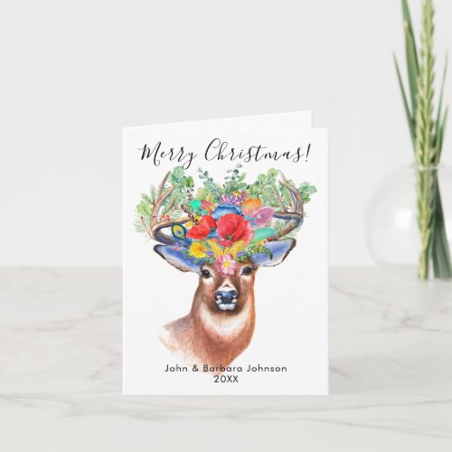 Merry Christmas Deer Personalized Greeting Card