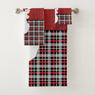 Set of 2 New Red & Black Buffalo Plaid Kitchen Towels Christmas Merry &  Bright