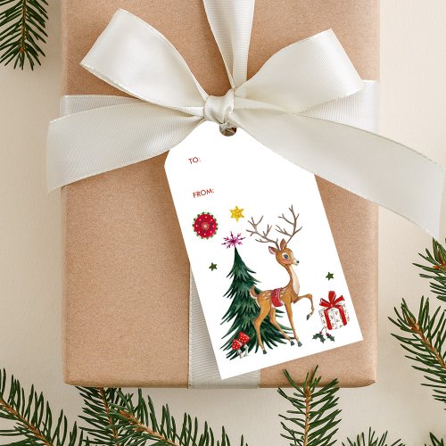 Merry Christmas  Deer  Tree  Gift Tags