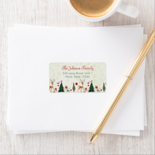 Merry Christmas Deer  Trees  Address Labels