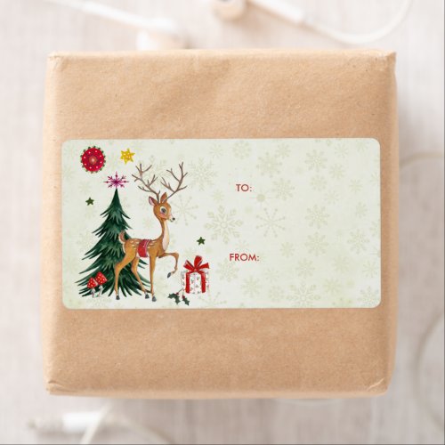 Merry Christmas Deer  Trees  Gift Labels