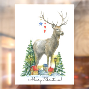 Merry Christmas Deer Window Cling