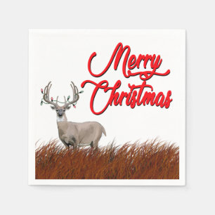 Merry Christmas Deer with Lights Napkins