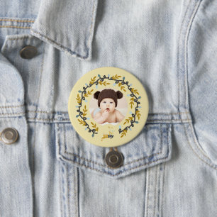 Merry Christmas Deer with Wreath Yellow Keepsake Button
