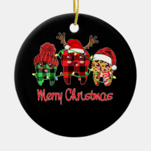 Merry Christmas Dental Assistant Tooth Leopard Ceramic Ornament