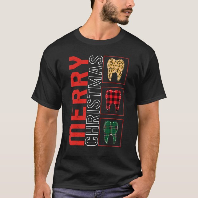 Merry Christmas Dental Hygiene Dentist Tooth Docto T-Shirt (Front)