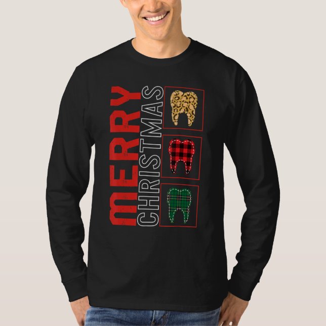 Merry Christmas Dental Hygiene Dentist Tooth Docto T-Shirt (Front)