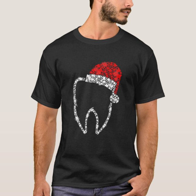 Merry Christmas Dentist Dental Tooth Teeth Santa H T-Shirt (Front)