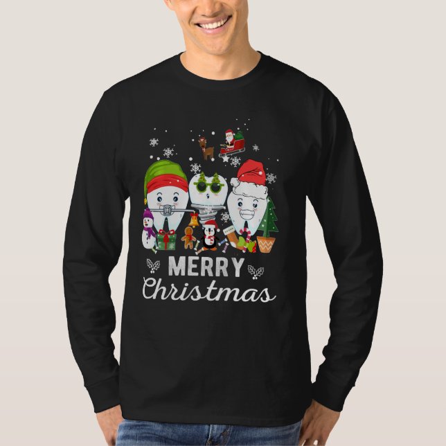 Merry Christmas Dentist Teeth Santa Dental Elf Sno T-Shirt (Front)