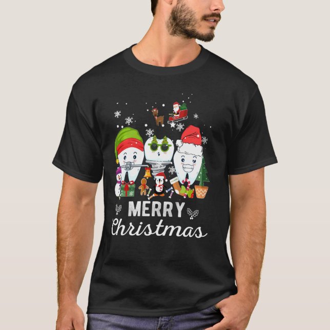 Merry Christmas Dentist Teeth Santa Dental Elf Sno T-Shirt (Front)