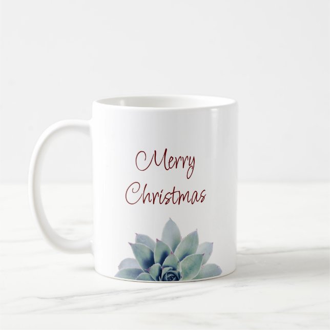 Merry Christmas Desert Botanical Succulent   Coffee Mug (Left)