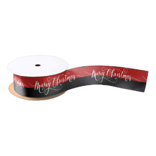 Merry Christmas Design in Red Satin Ribbon
