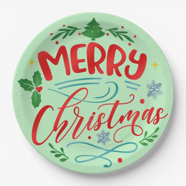 Merry Christmas Design Paper Plates (Front)