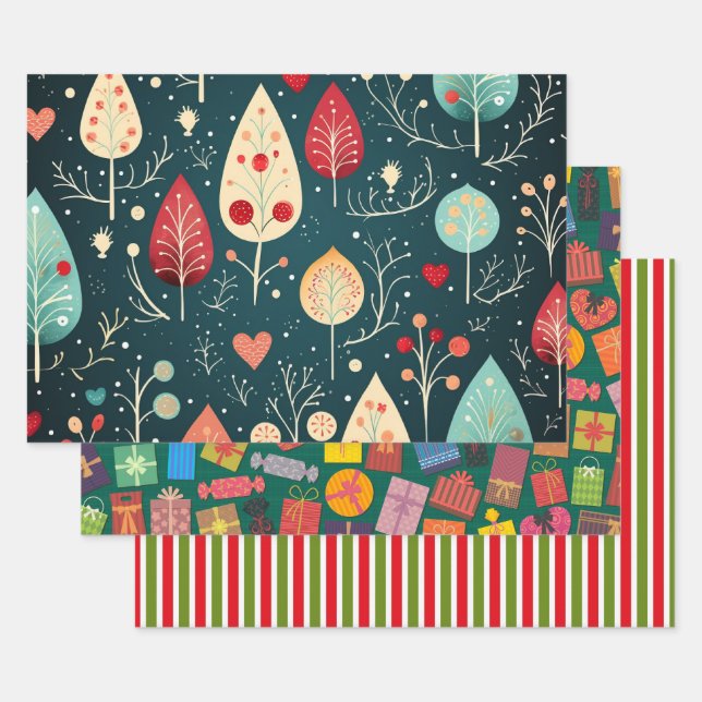 Merry Christmas design pattern Wrapping Paper Sheets (Set)