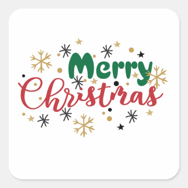 Merry Christmas Design Square Sticker (Front)