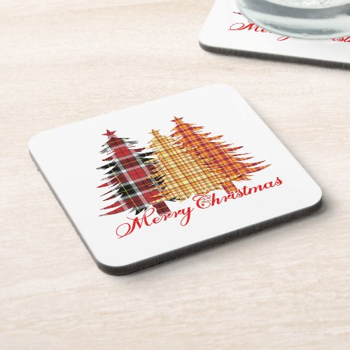 Merry Christmas design with seamless patterns Beverage Coaster
