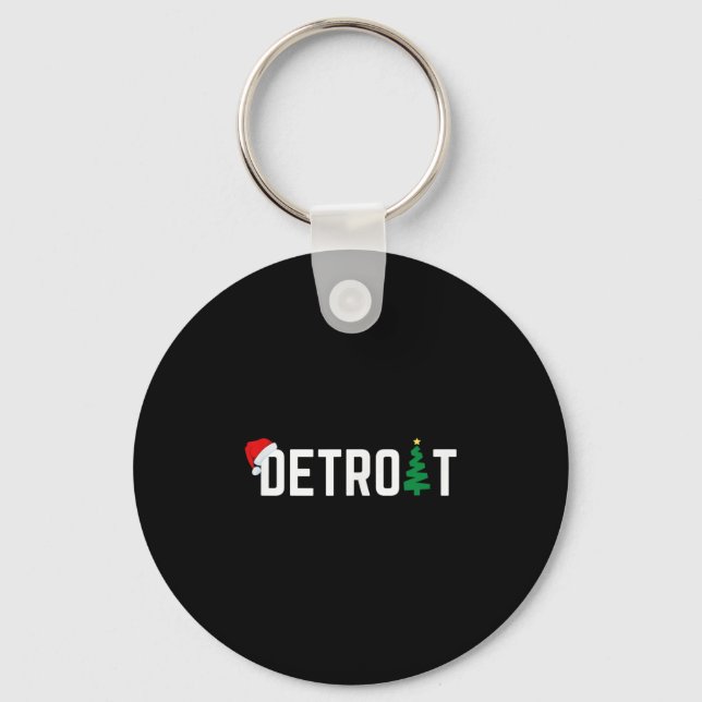 Merry Christmas Detroit Happy Holidays Michigan Sa Keychain (Front)