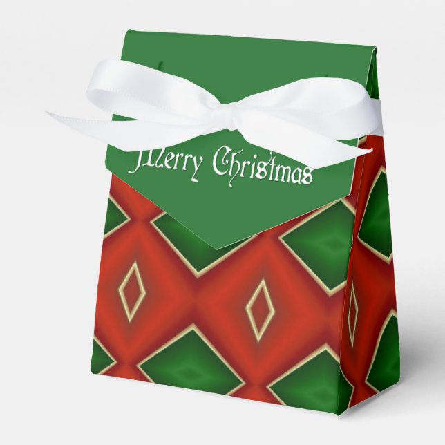 Merry Christmas Diamond Pattern Favor Box (Front Side)