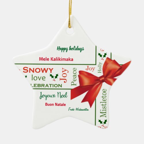 Merry Christmas different languages Ceramic Ornament