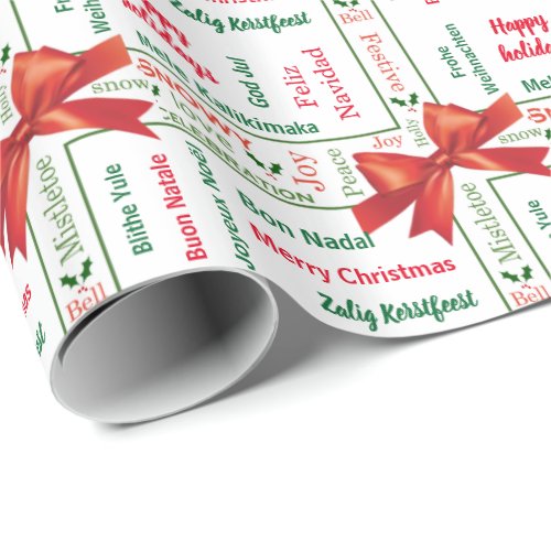 Merry Christmas different languages personalized Wrapping Paper