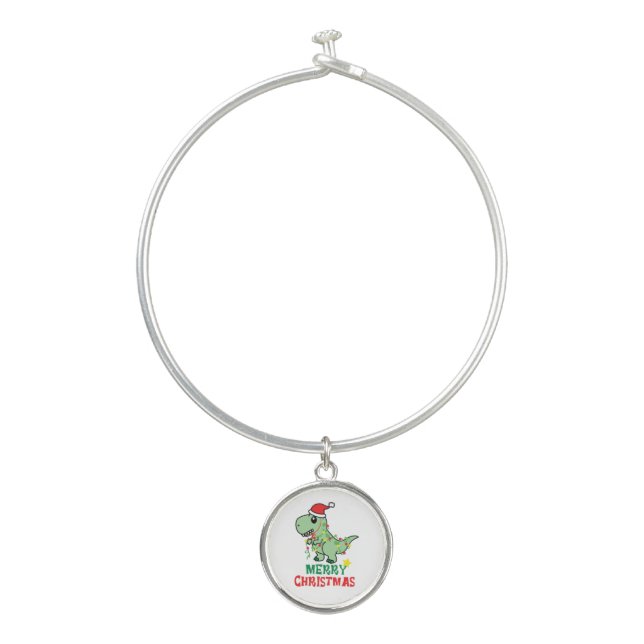 merry christmas dinosaur bangle bracelet (Front)