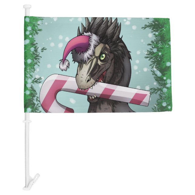 Merry Christmas Dinosaur  Car Flag (Front)
