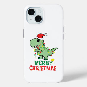 merry christmas dinosaur iPhone 15 case