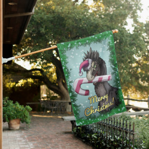 Merry Christmas Dinosaur House Flag