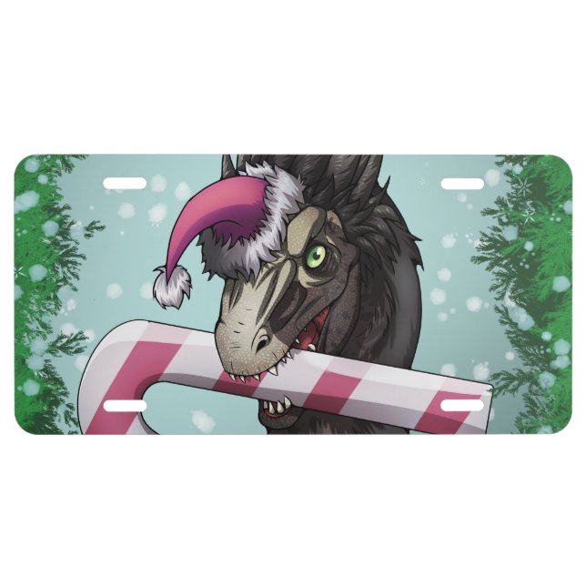 Merry Christmas Dinosaur  License Plate (Front)