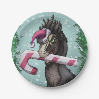 Merry Christmas Dinosaur Paper Plates