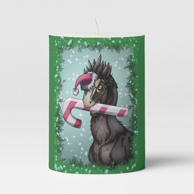 Merry Christmas Dinosaur  Pillar Candle (Front)