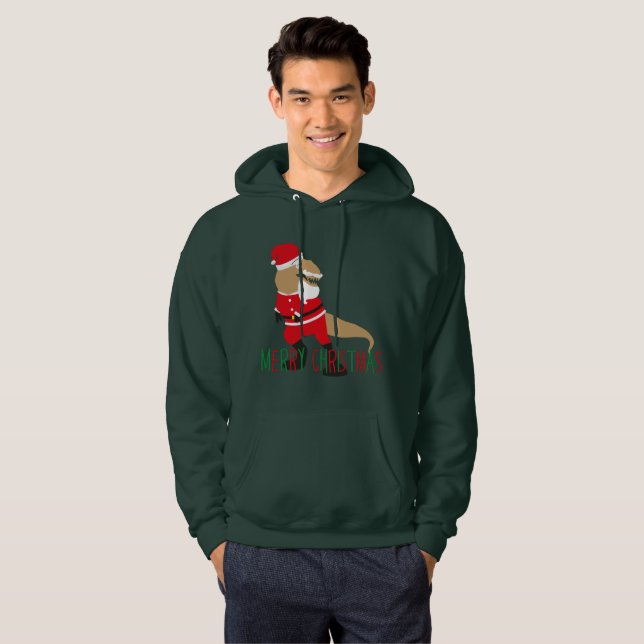merry christmas dinosaur santa claus hoodies (Front Full)