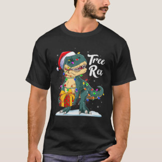 Merry Christmas Dinosaur Tree Rex Pajamas Xmas Lig T-Shirt