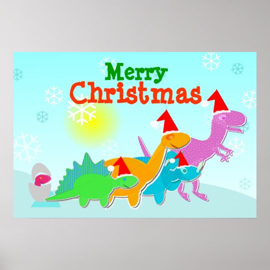 Merry Christmas Dinosaurs Poster | Zazzle.com