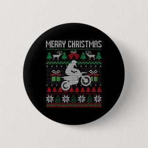Merry Christmas Dirt Bike Santa Funny Family Match Button