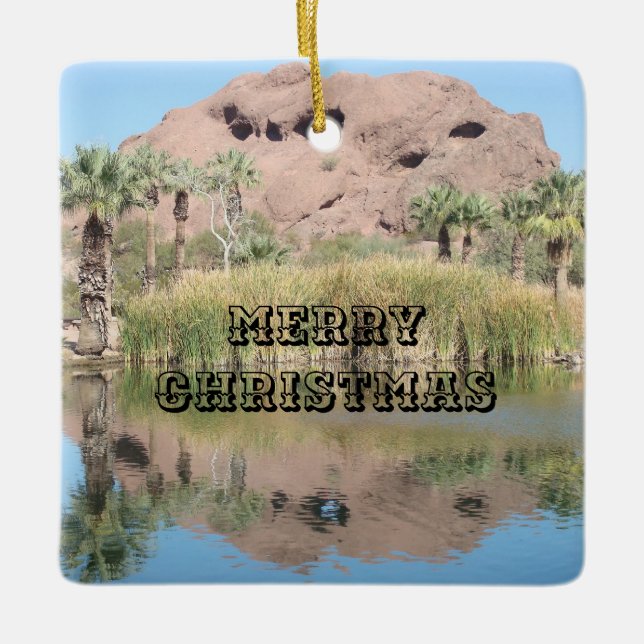 Merry Christmas Distinctive Phoenix Arizona Photo Ceramic Ornament (Front)