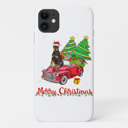 Merry Christmas Doberman Pinscher Red Truck Xmas iPhone 11 Case