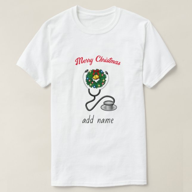 Merry Christmas Doctor Appreciation Holiday Design T-Shirt (Design Front)