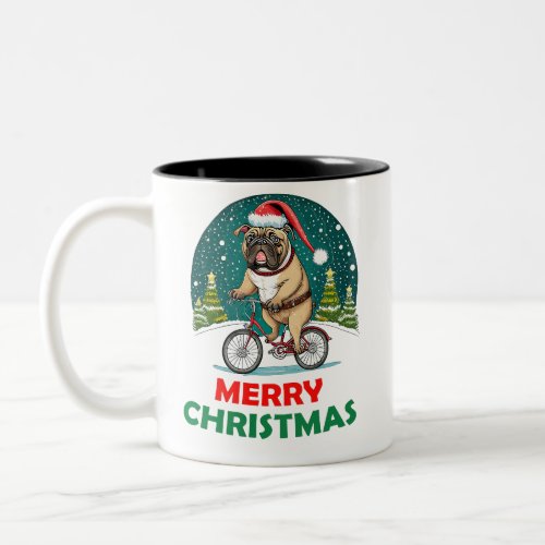 Merry Christmas Dog Bike Two_Tone Coffee Mug